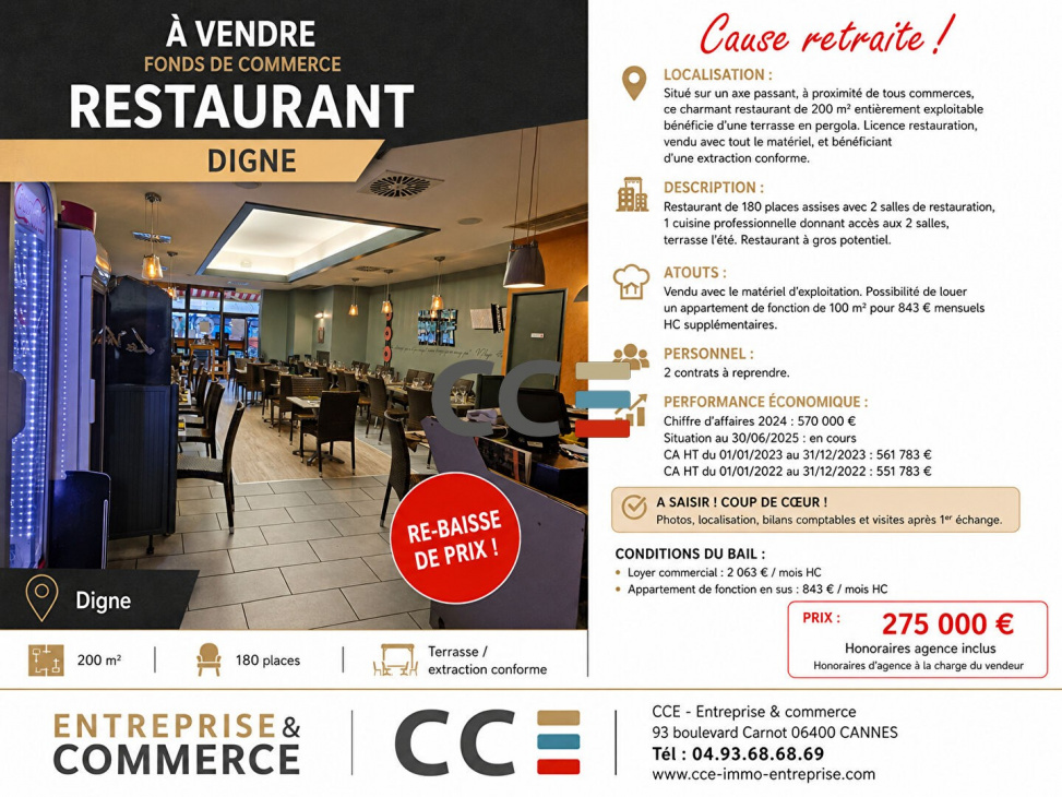 CCE ENTREPRISE & COMMERCE, Vente commerces