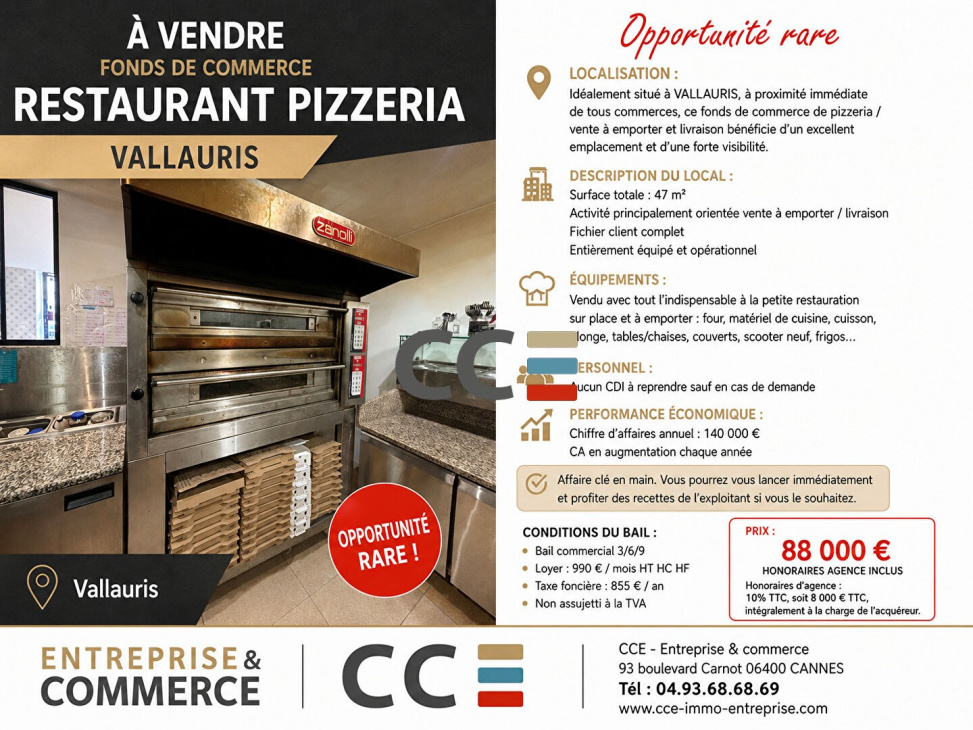 CCE ENTREPRISE & COMMERCE, Vente commerces