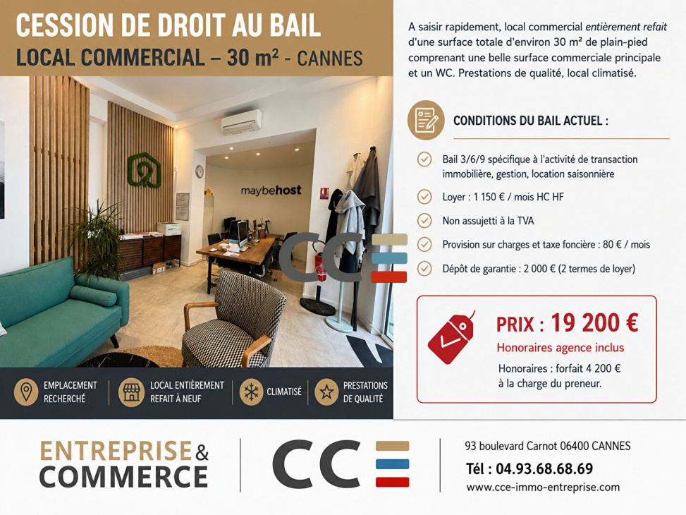 CCE ENTREPRISE & COMMERCE, Vente commerces
