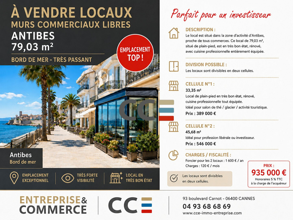 Vente bureau, local ANTIBES